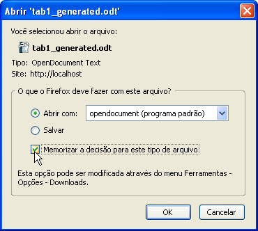 Janela do navegador indicando o aplicativo que abrirá o documento.